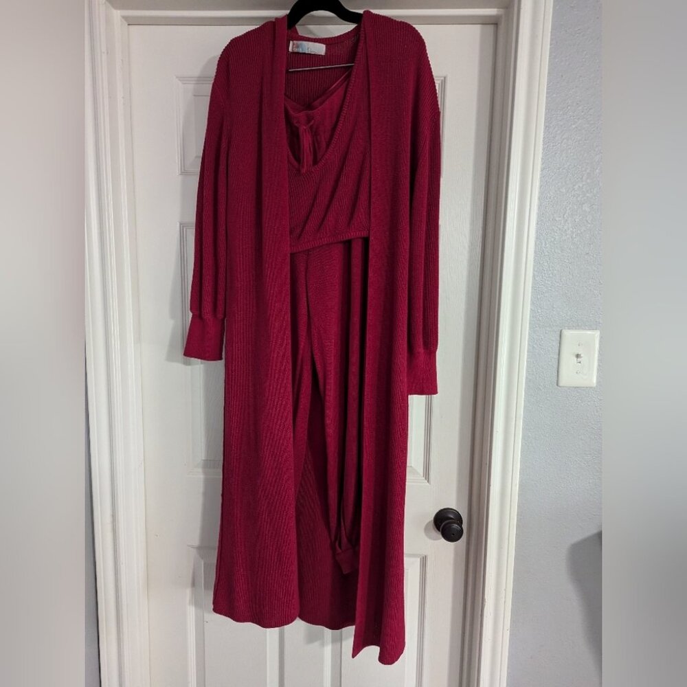 Free People Living in This Sweater Set - Medium - Cha Cha Cherry